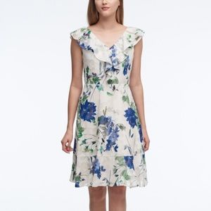 DKNY Floral-Print Ruffled Fit & Flare Dress
